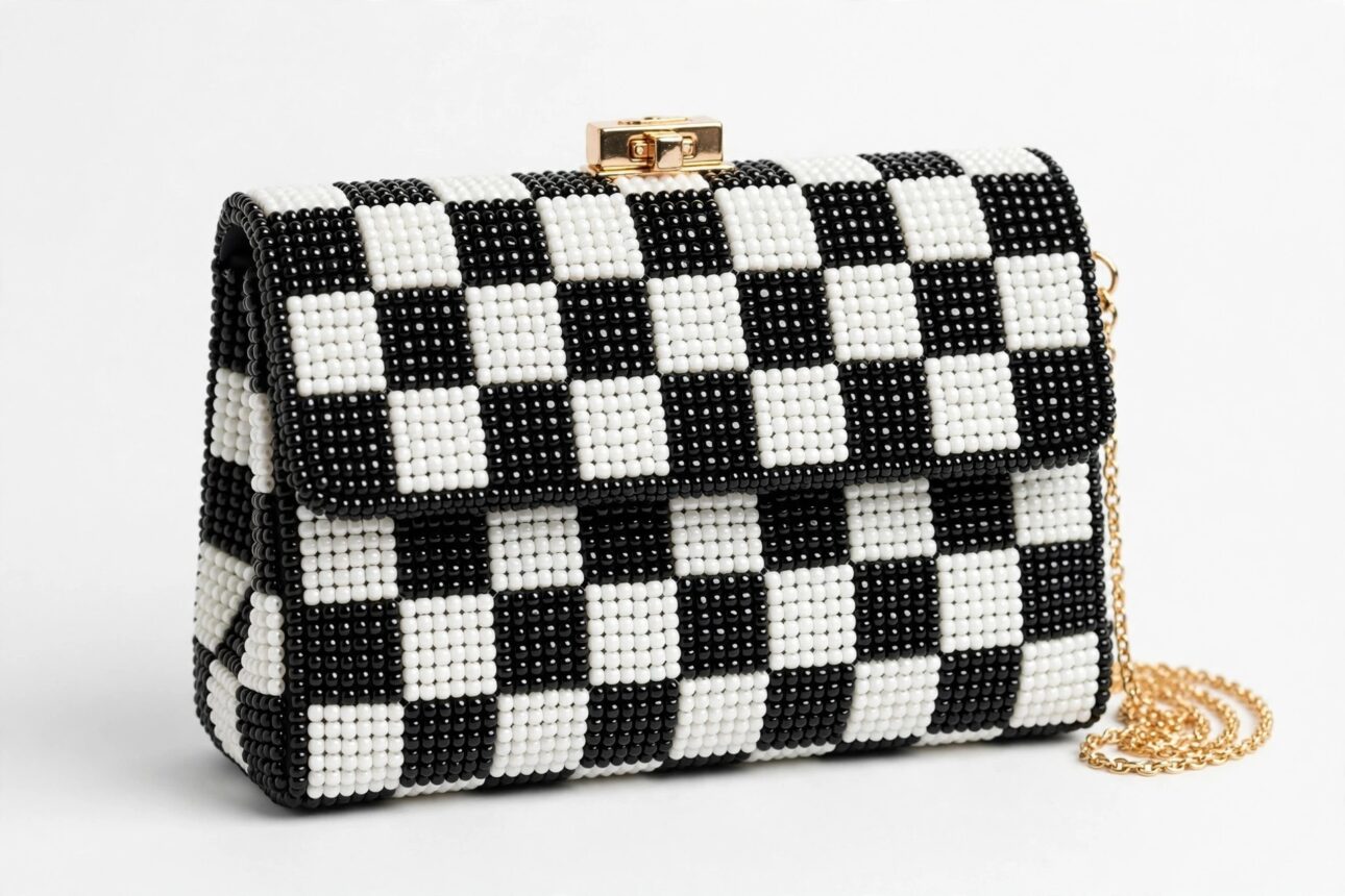 checkerboard_beaded_clutch checkerboard beaded clutch