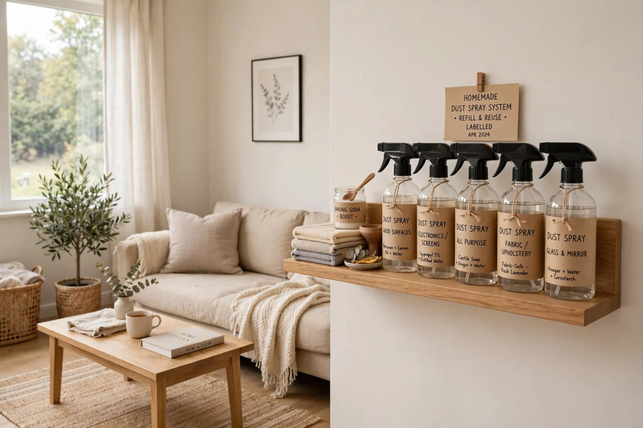 homemade dust spray shelf