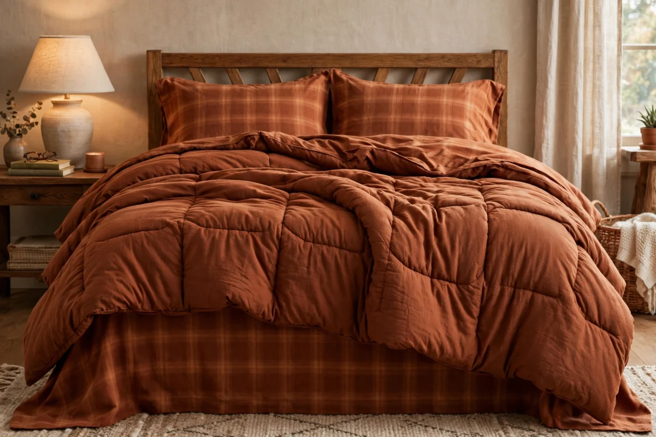 rust_flannel_bedroom rust flannel bedroom