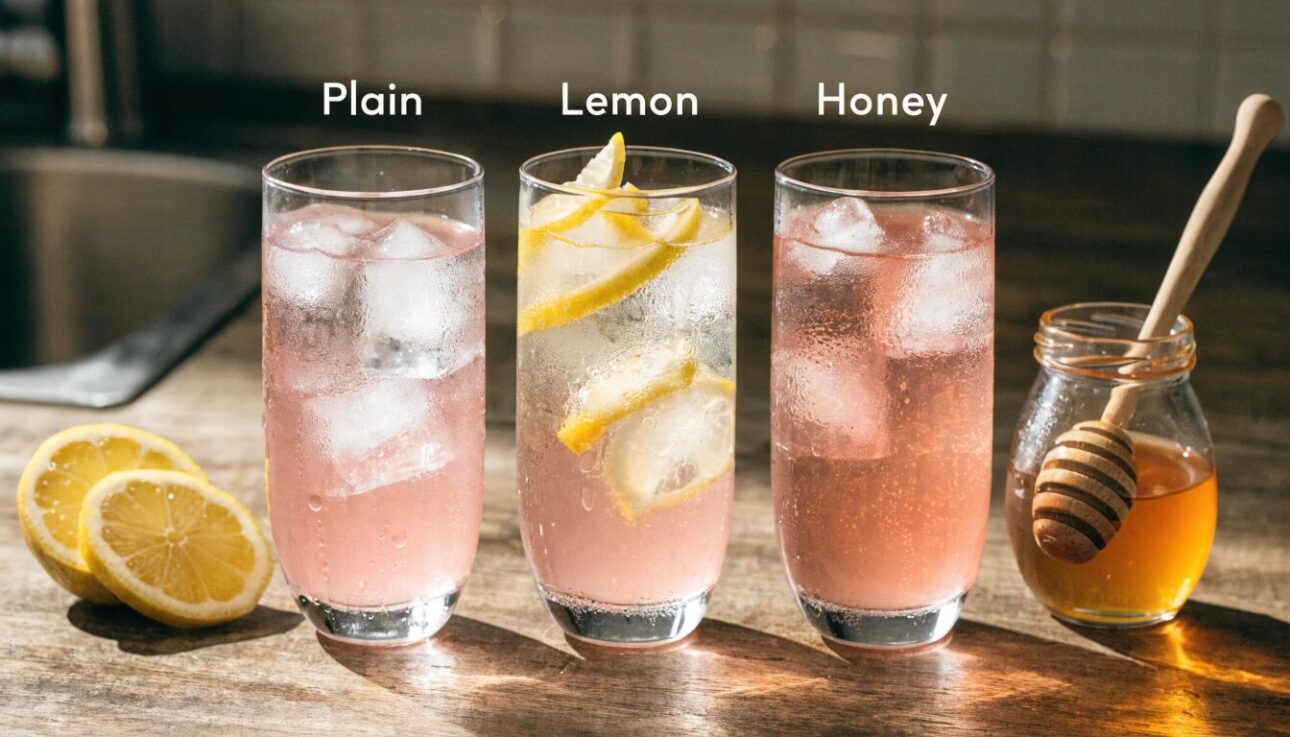 side-by-side-comparison-of-three-pink-salt-drinks- side by side comparison of three pink salt drinks