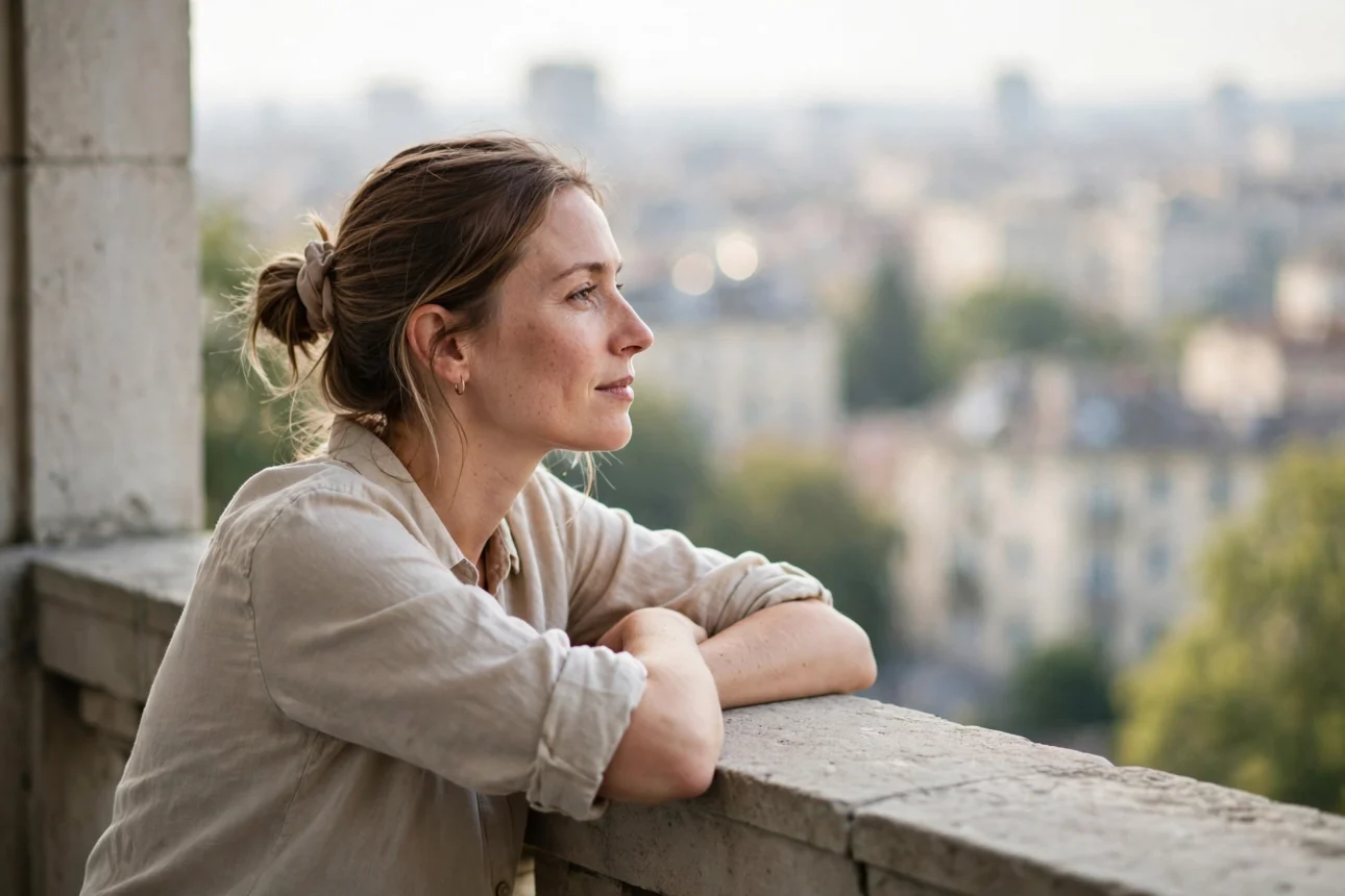 woman_balcony_cityscape woman balcony cityscape