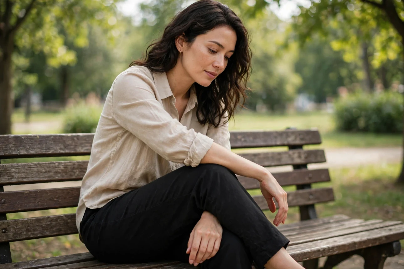 woman_crossed_legs_bench woman crossed legs bench