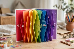 12 Fun Cute Paper Crafts Ideas accordion_rainbow_card