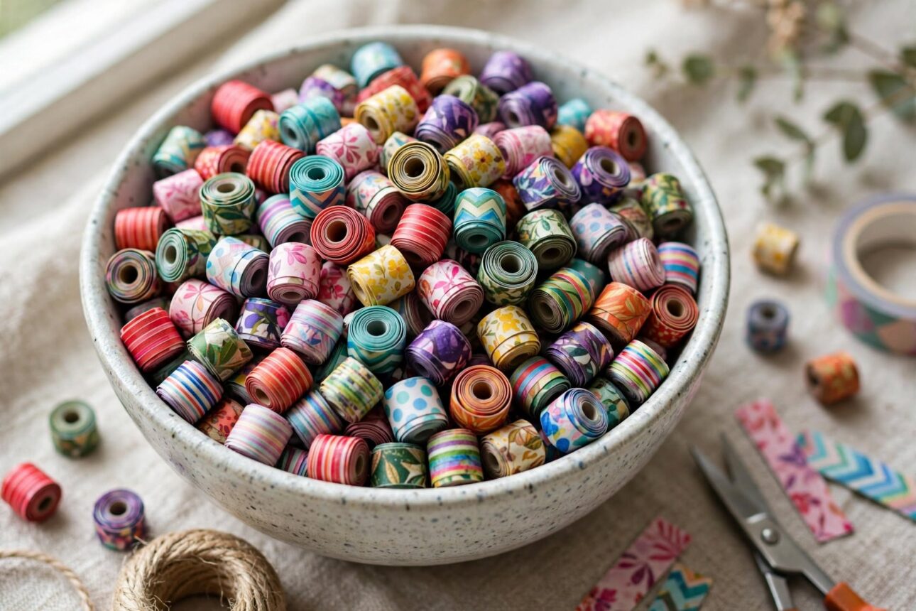 colorful_paper_beads_bowl colorful paper beads bowl