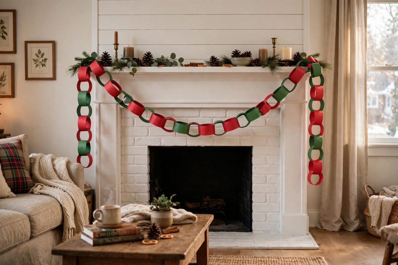 paper_chain_garland_mantel paper chain garland mantel